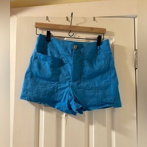 Anthropologie Blue Linen Shorts